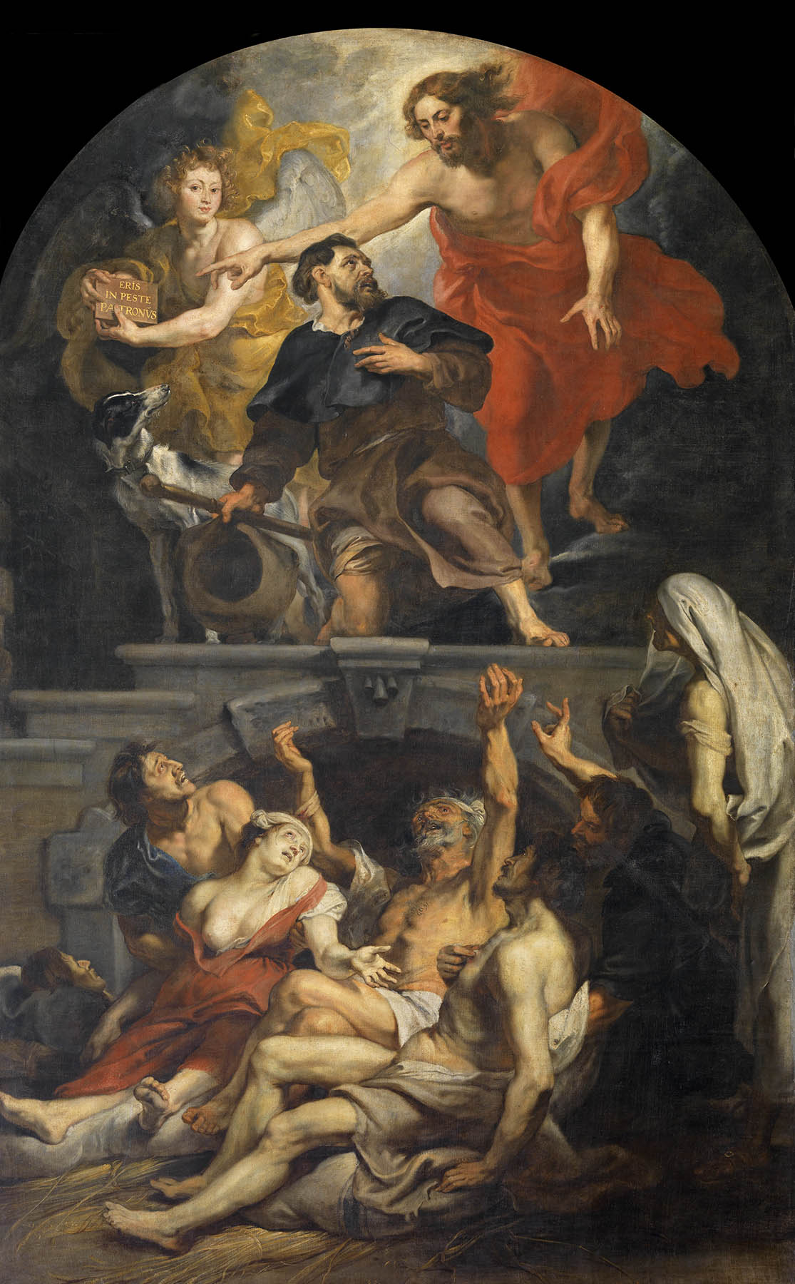 De heilige Rochus door Christus aangesteld tot patroon van de pestlijders, Peter Paul Rubens