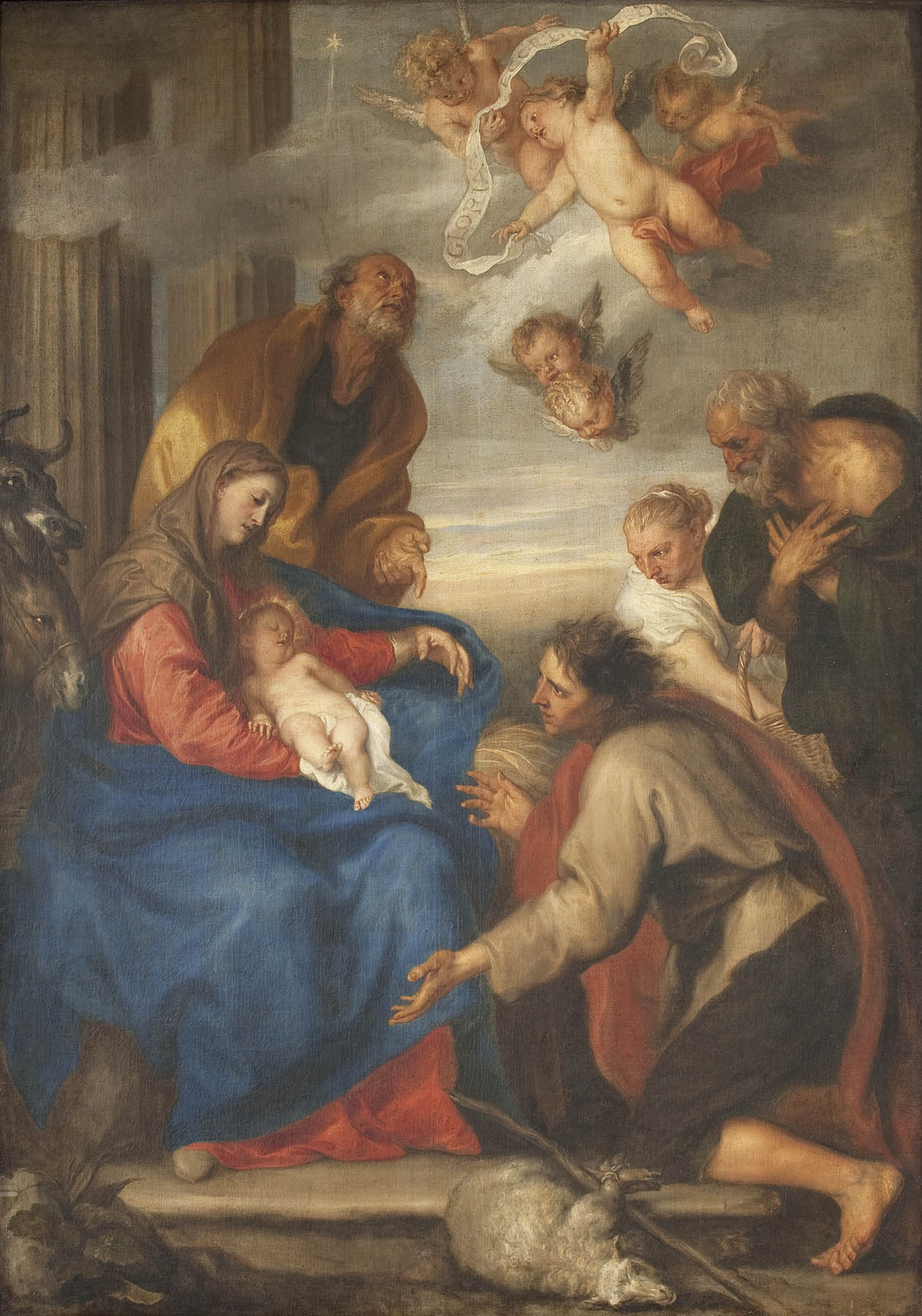 Aanbidding der Herders door Anthony van Dyck
