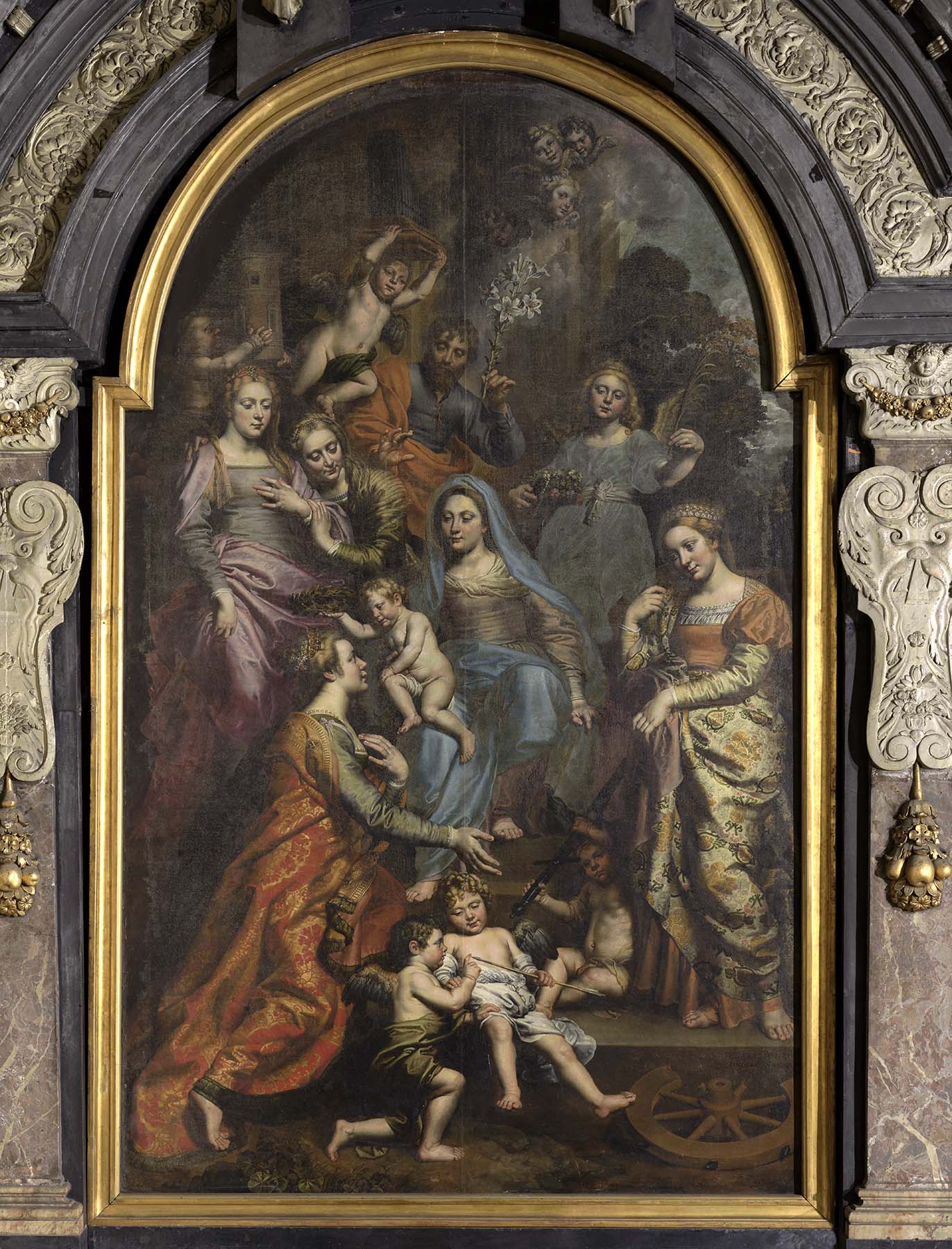 De heilige Ursula gekroond door het Kind Jezus, Theodoor van Loon